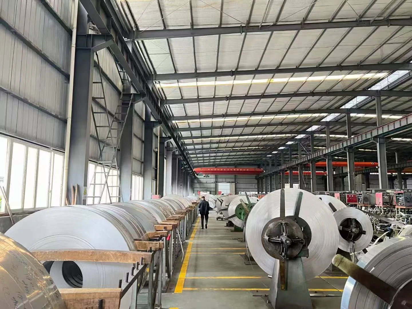 Stainless steel coil inside a production workshop