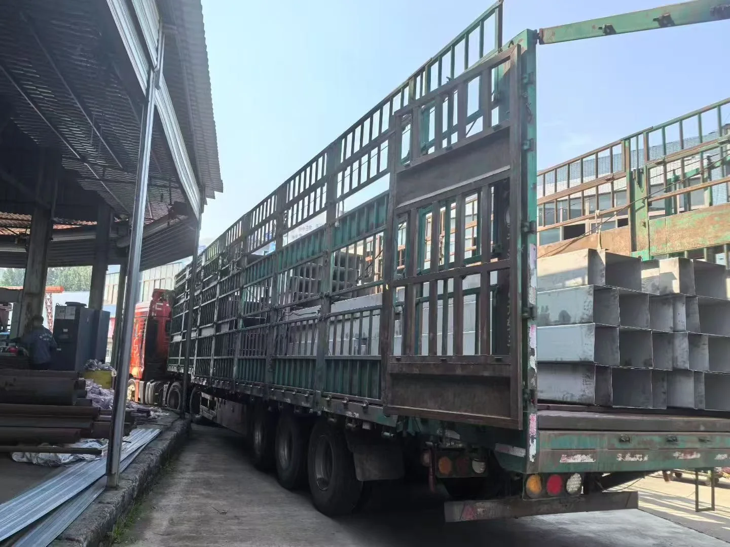 Large steel components prepared for truck delivery